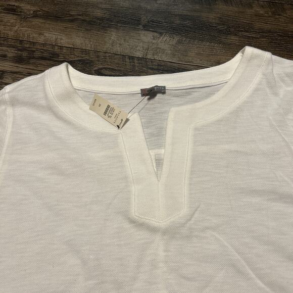 Talbots Woman 3X split Neck Textured Top Blouse White New 100% cotton - Picture 2 of 5